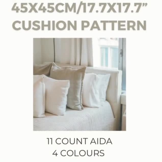 Mandala Cross Stitch Cushion Pattern, Blue and Orange Pillow (PDF