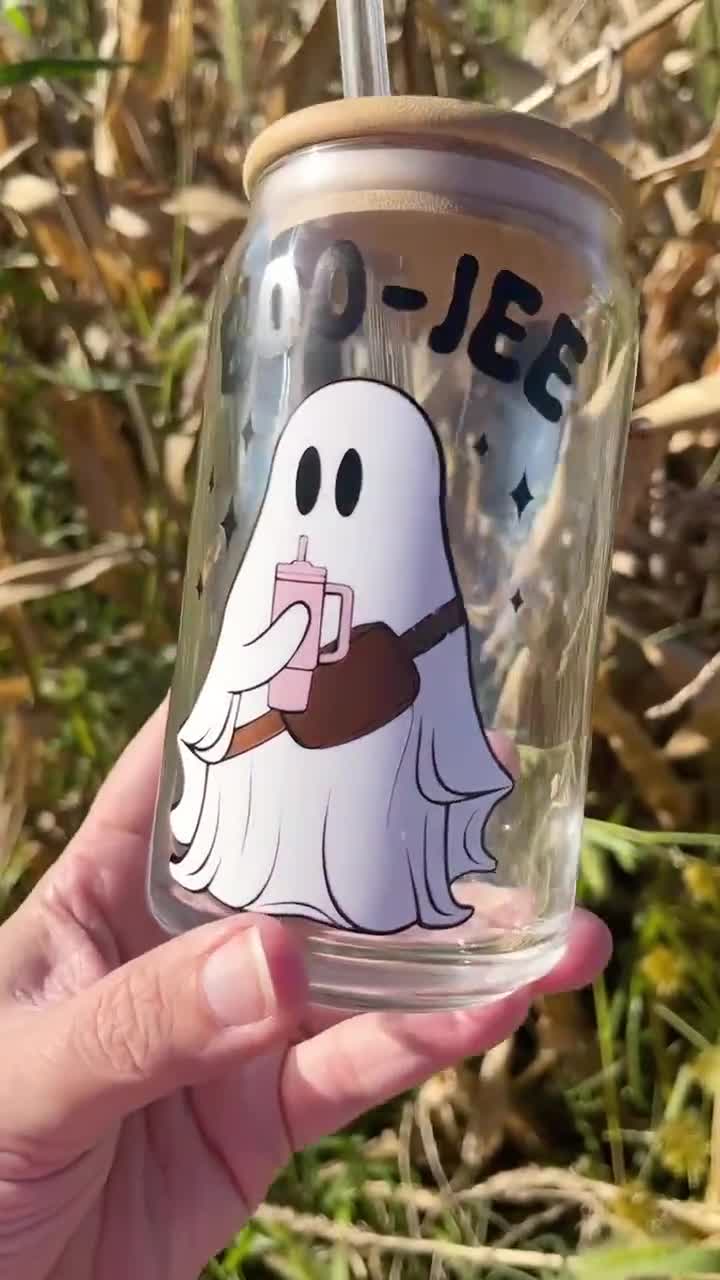 BOO-JEE GHOST Frosted Glass Cup Libbey Can LIBBEYBOOJEE0520