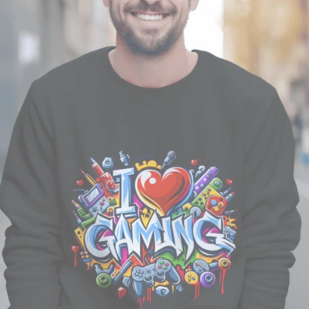 I Love Gaming PNG, Urban Graffiti Clipart, Gamer Shirt Design (300