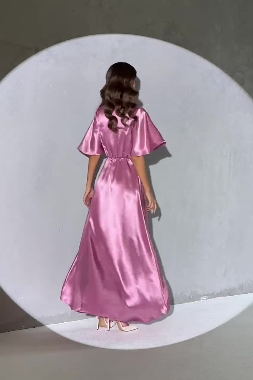 Satin Dress, Wrap Dress, Dusty Rose Dress, Bridesmaid Dress, Wedding Guest Dress, Maxi Dress, Long Satin Dress, Crepe Back Satin Dress Satin Dress, Wrap Dress, Dusty Rose Dress, Bridesmaid Dress, Wedding Guest Dress, Maxi Dress, Long Satin Dress, Crepe Back Satin Dress