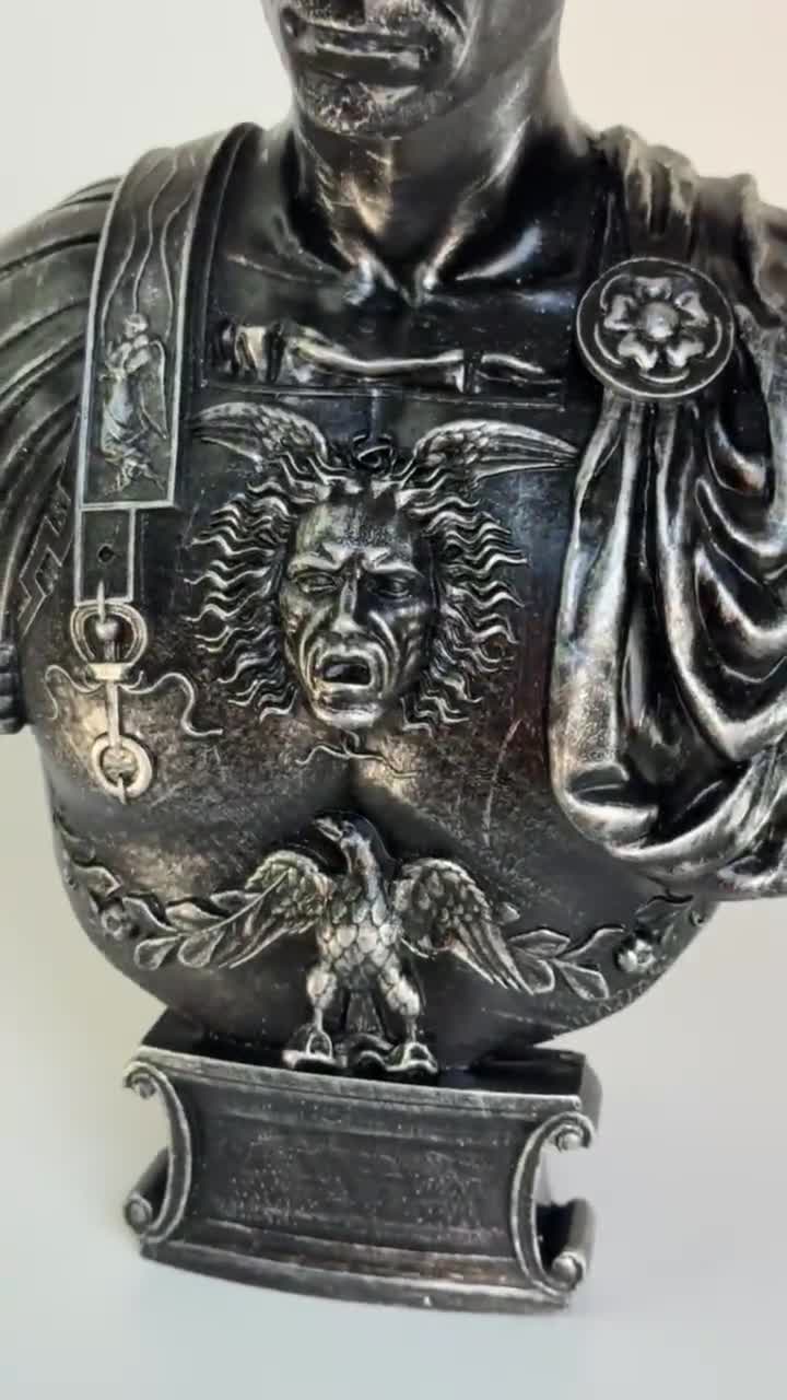 Julius Caesar Bust Sculpture | Roman Emperor Head Statue | Ancient Leader Decor | Historical Resin Figure | Home Office Desk Decoration video poster