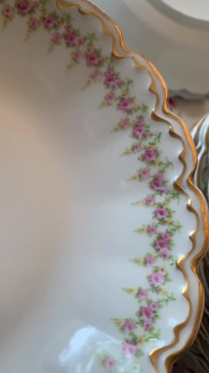 Antique Theodore Haviland Limoges France Schleiger Pink Rose Swags
