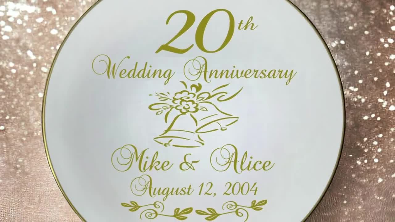 Personalized 20th Anniversary Plate, Custom Ceramic Gift - Etsy Israel
