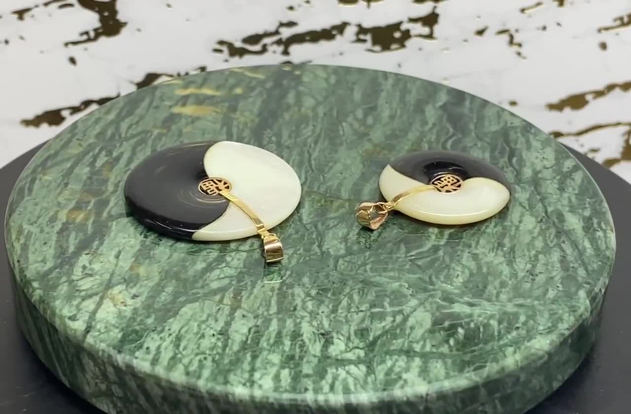 ゴールデンアイ❣️巨大天然オパール＆ルビー14号 Vintage 14K Yellow Golld Mother of Pearl and Black Onyx