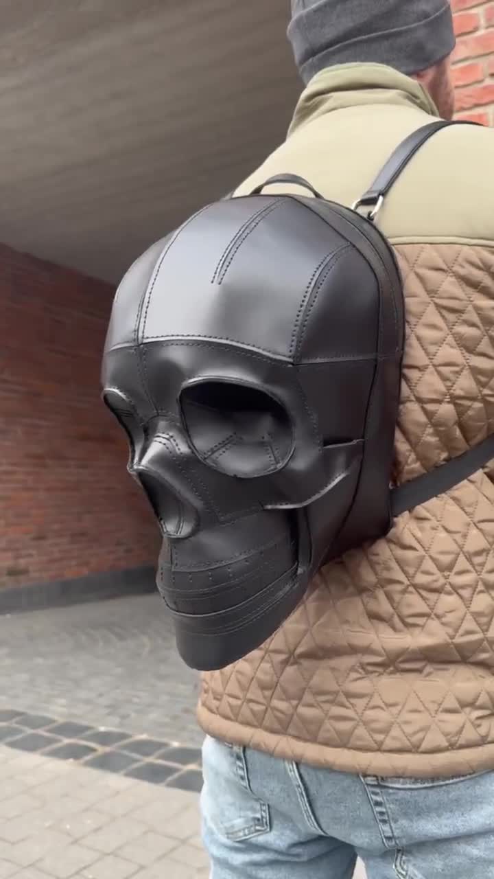 3D Handmade Skull BagLeather Skull BackpackGothic Black Bag for  Him/HerLarge Biker RucksackPunk Rock Festival StyleHalloween Horror Bag