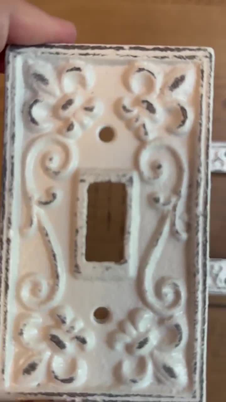 Light Switch Cover Plate Shabby Chic White Wonderland Electrical Lite Metal  & Resin Single Cottage Decor Unique Toggle ITEM DETAILS BELOW