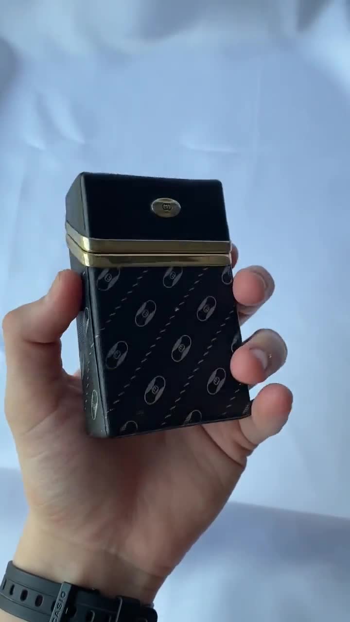 gucci cigarette case Vintage Black Gucci Monogram Cigarette Case