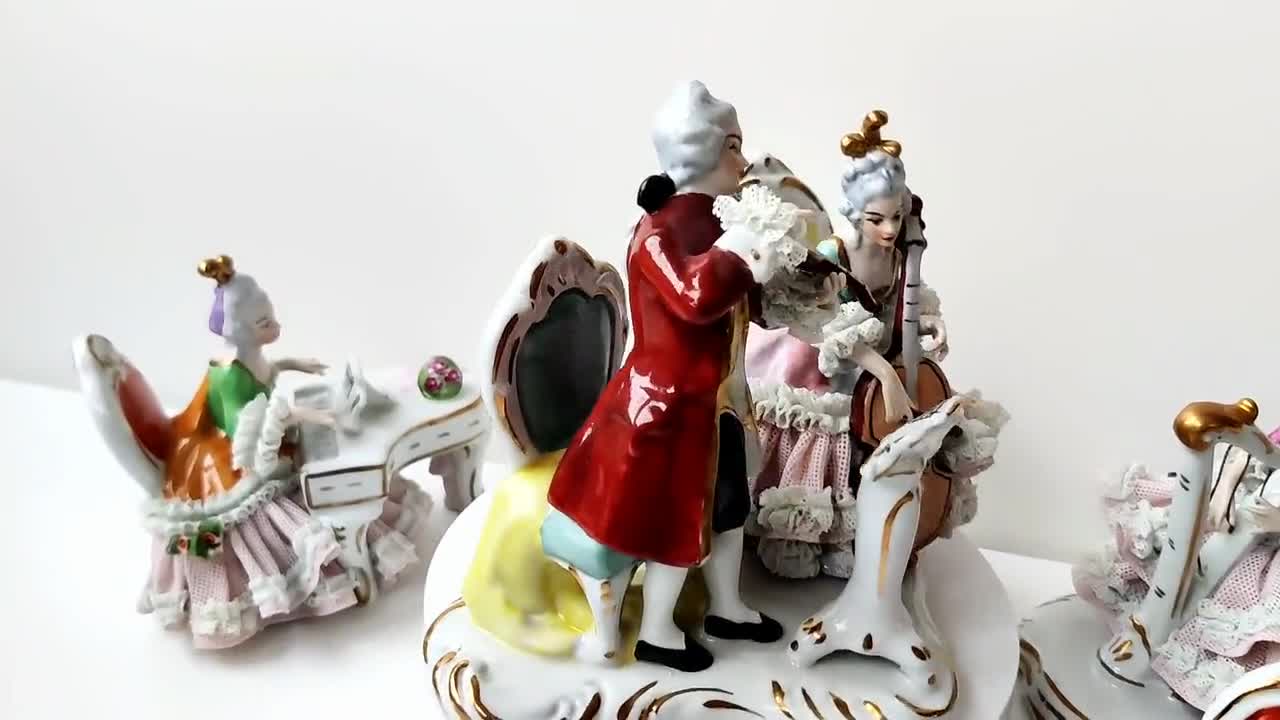 Exclusive Dresden Germany - 4 Vintage Gilded Porcelain Hand