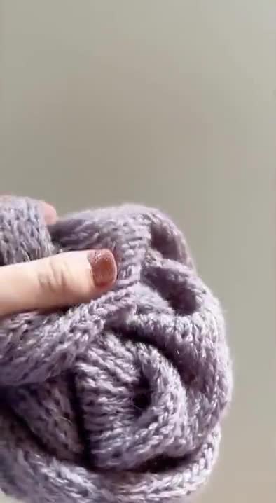 Oversized Knit Scrunchie Chouchou - Alpaca and Merino Wool