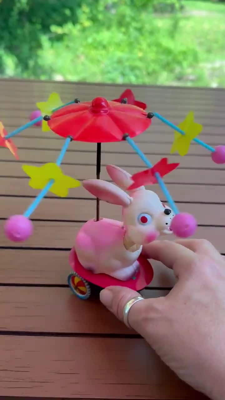 Antique Lapin en celluloïd, figurine en plastique peinte à la main, décor des années 1930, jouet pour enfants - France