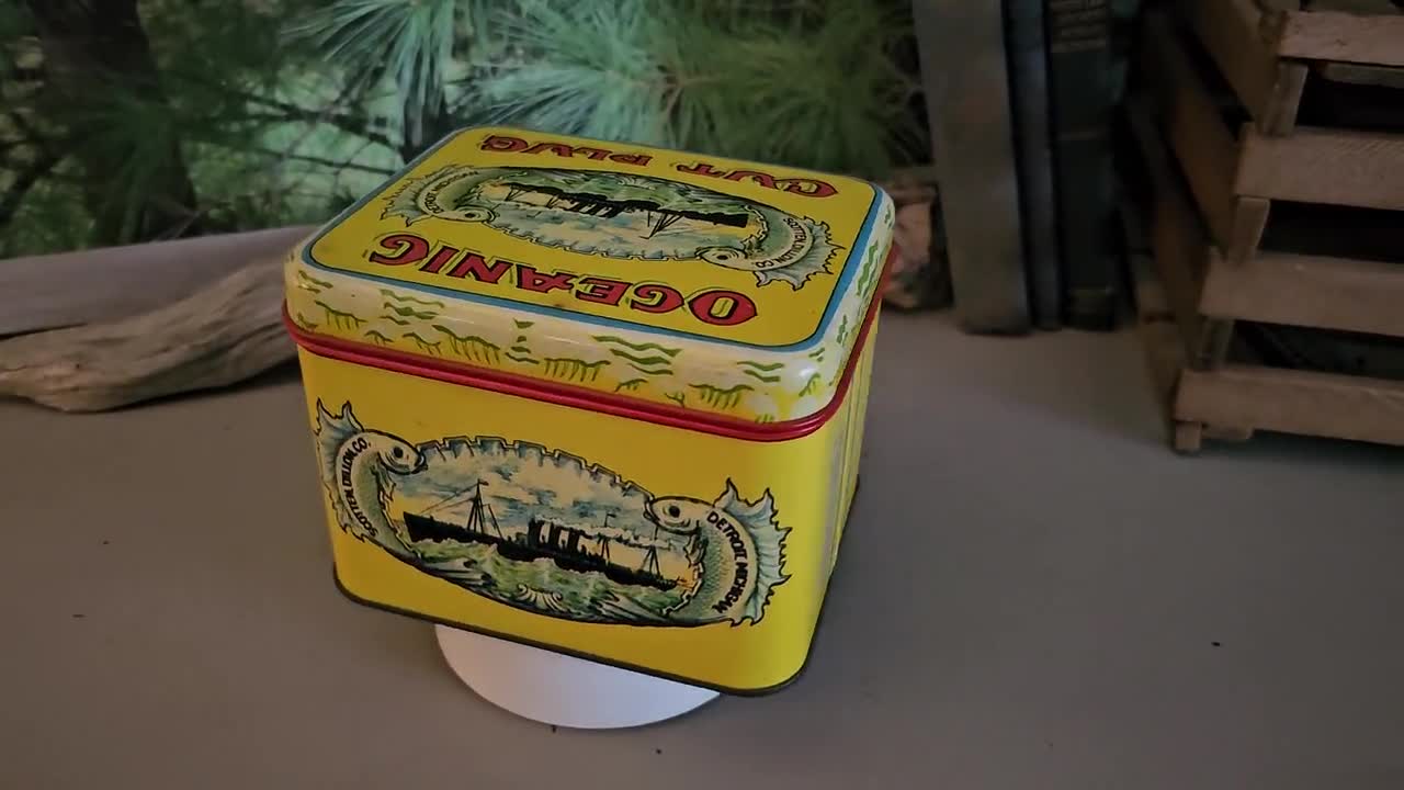 yachtsman plug tobacco Vintage Oceanic Cut Plug Tobacco Tin: Detroit Maritime Collectible