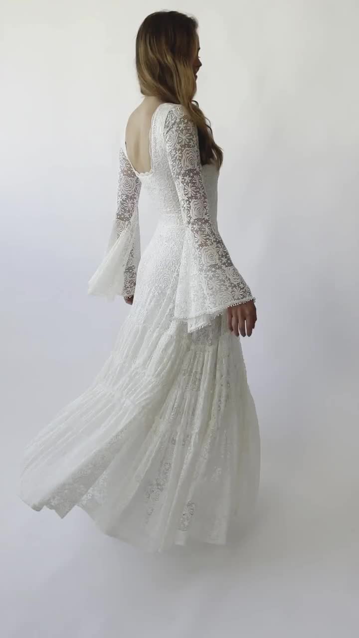 New Collection Square Neckline Belle Sleeves With Gipsy