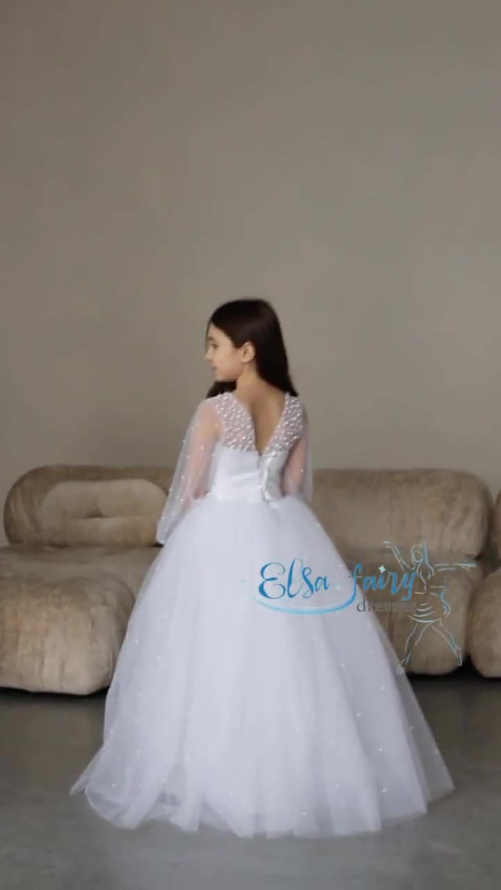 Communion Dress Whte Holy Communon Dress Wth Lace Edged Splt Skrt