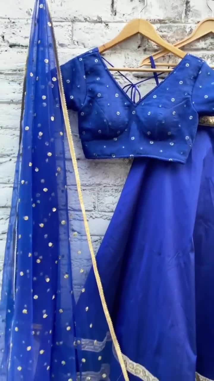 Blue Festive Wear Dori Thread Sequins Work Art Silk Lehenga