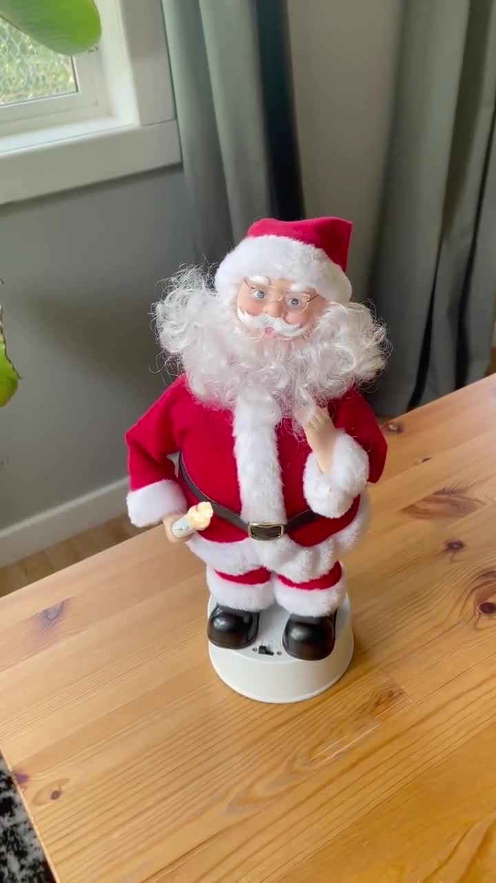 Vintage Musical Santa Claus With Light-up Candle and Christmas