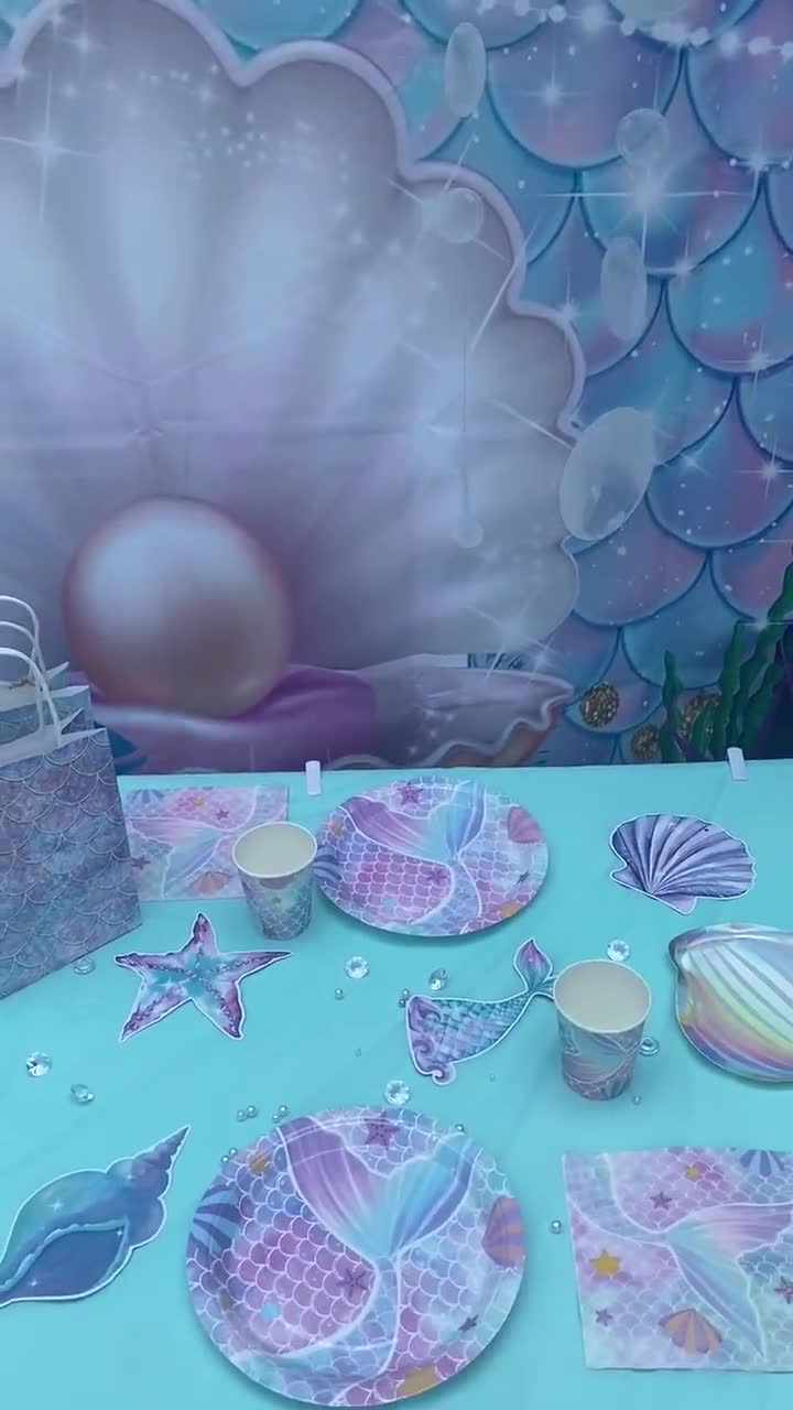 Iridescent Mermaid Party Seashell Shaped Party Package 