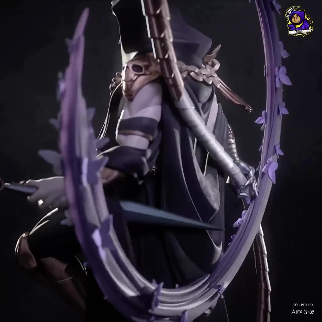 タナトス 3Dフィギュア – ハデス – 32 cm 像 – 未塗装グレーレジン
