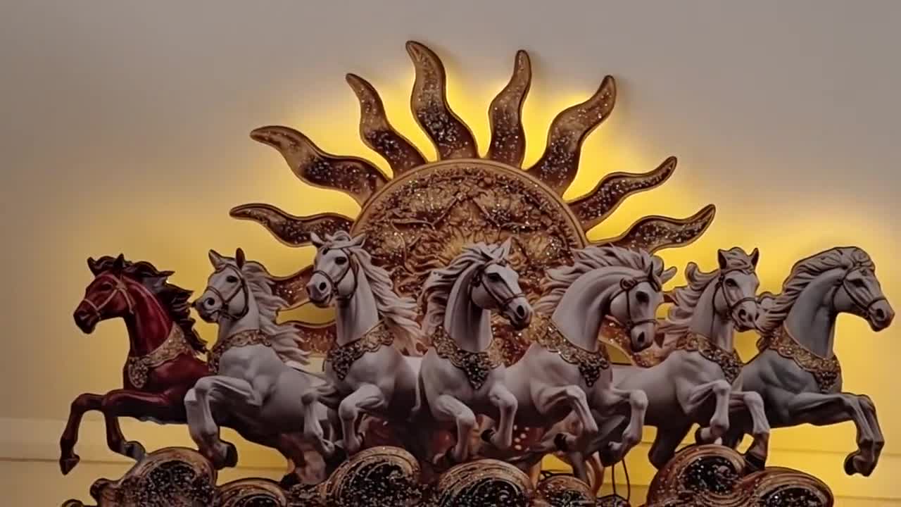 7 Running Horses Crystal Porcelain LED Wall Art - Luxury Home