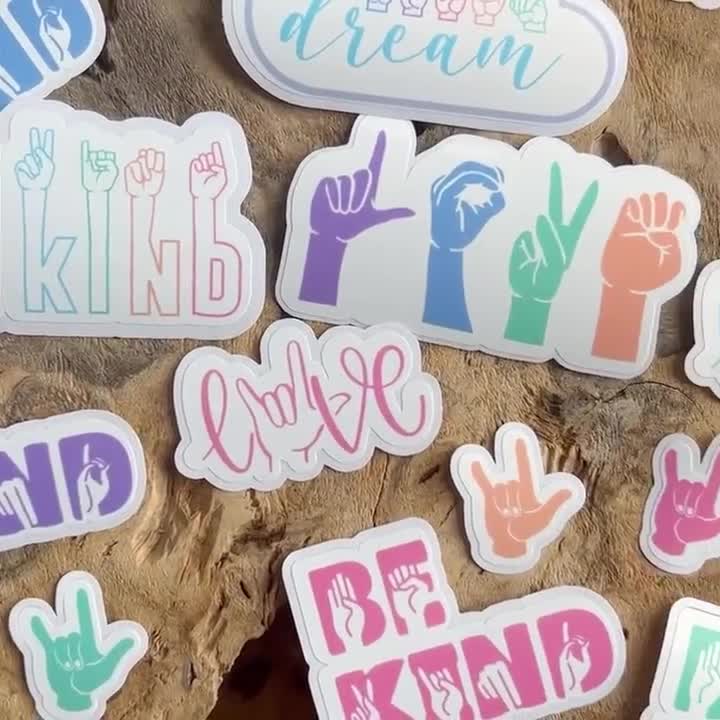 Pegatinas de lenguaje de señas / Calcomanías ASL / Paquete de pegatinas ASL / Pegatina inspiradora / Regalo ASL / Regalo de lenguaje de señas para niños / Pegatina "Sé amable" video poster