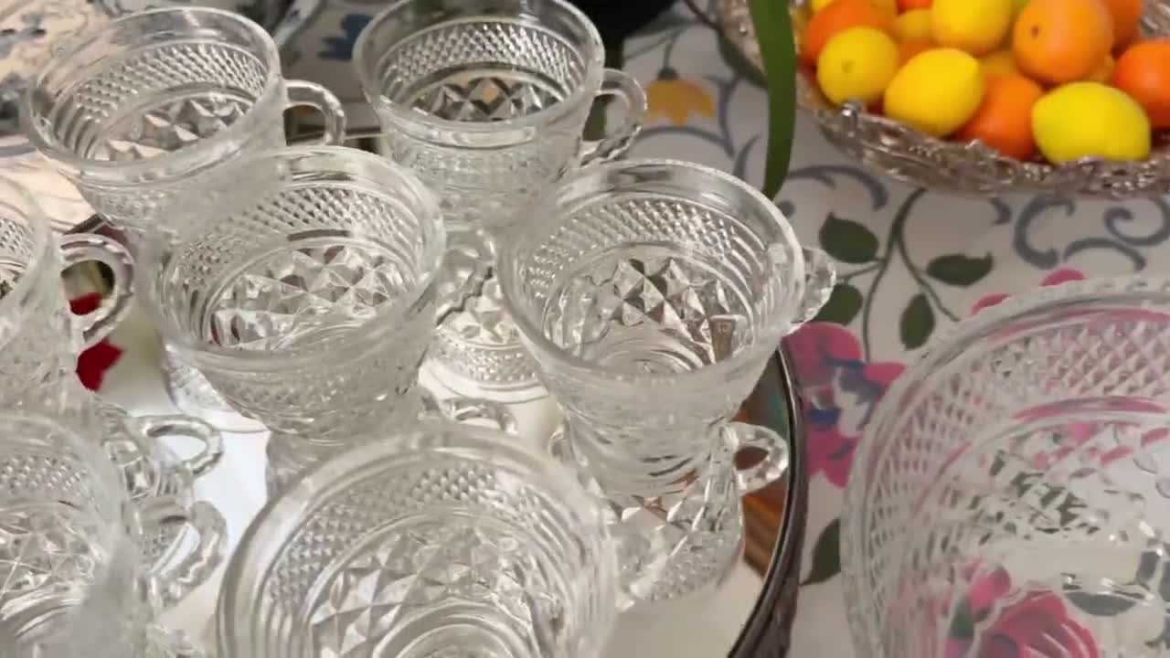Vintage Anchor Hocking Wexford Punch Bowl Set: 1980s Retro