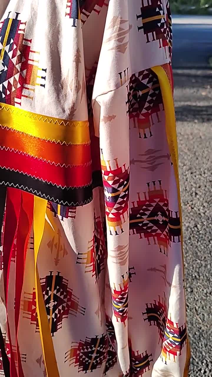 Ribbon Shirt, Fire Color Native American Ribbon Shirt, Indigenous