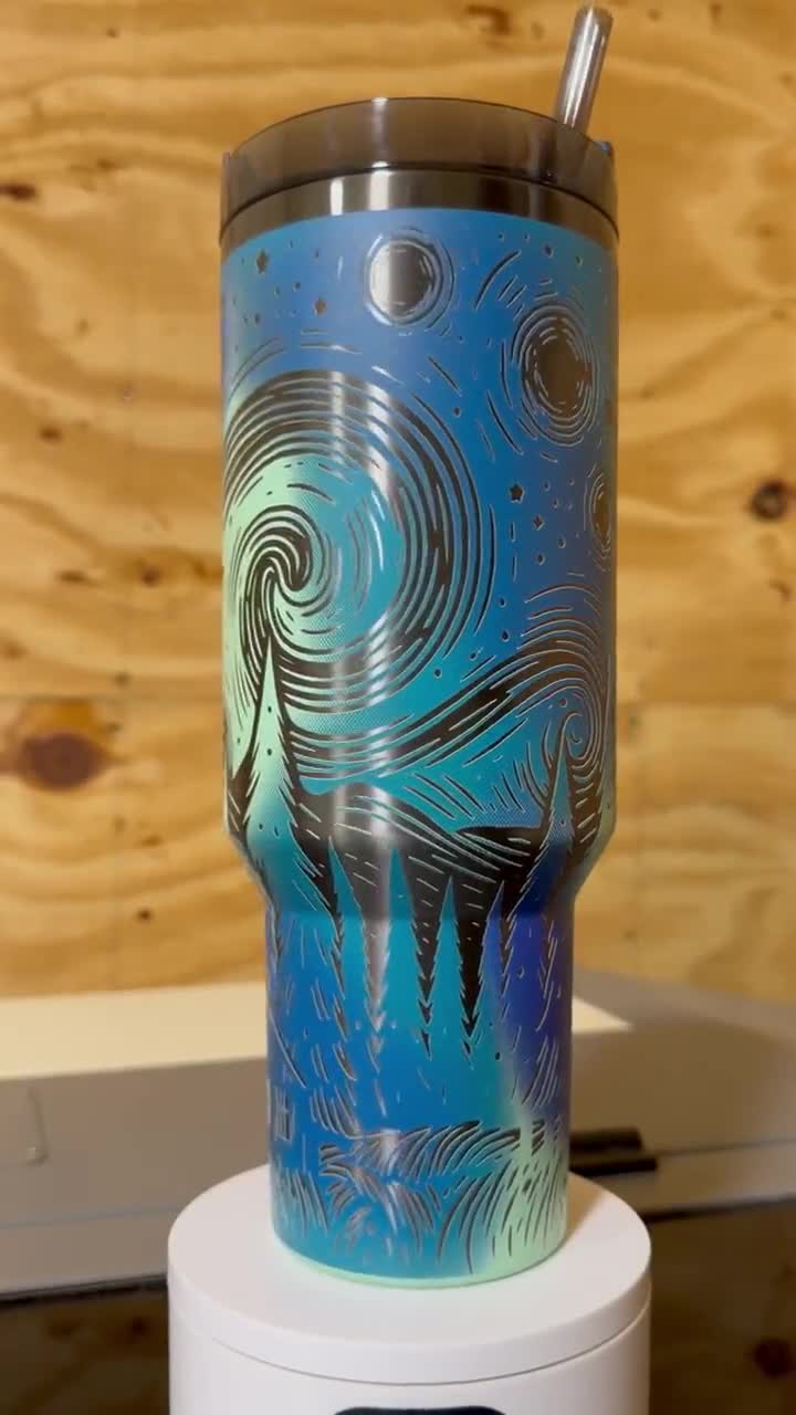 Auroras - Stanley Custom Engraved Quencher 40 Ounce Coastal Teal Motion video poster