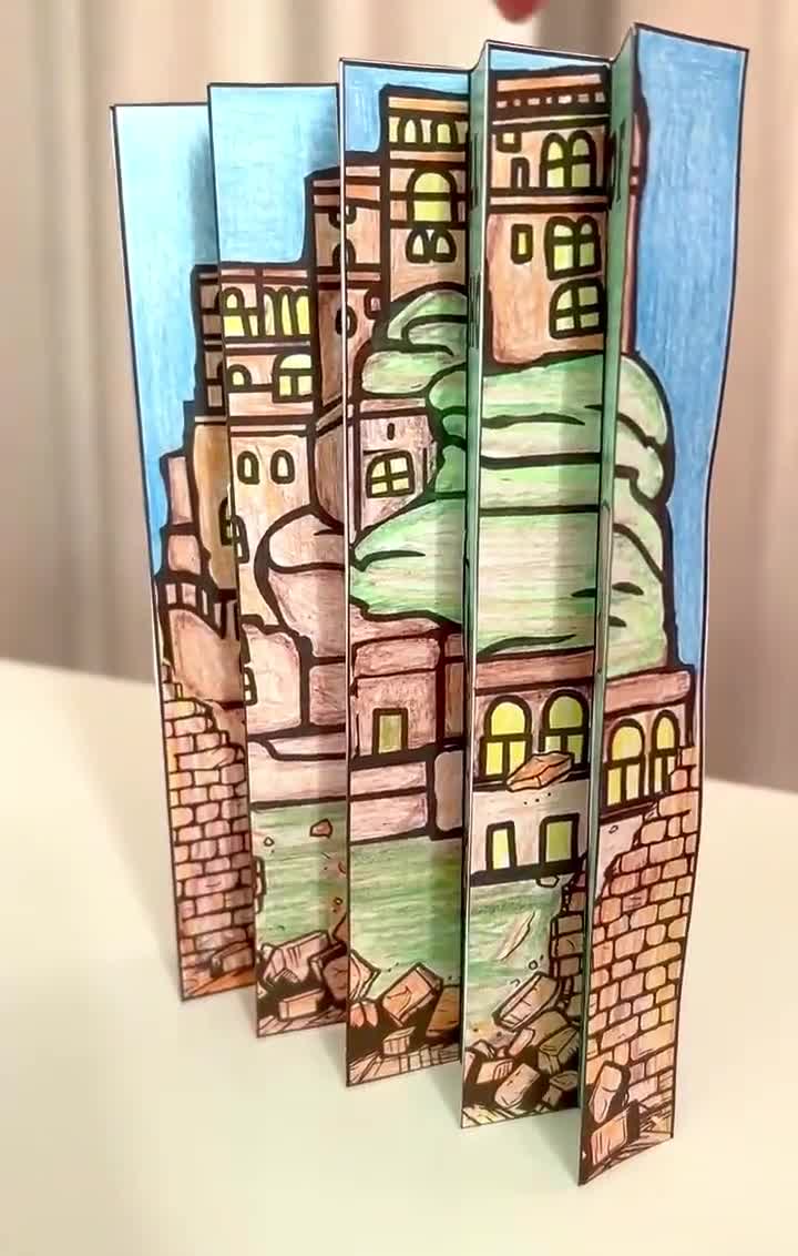 ジェリコ陥落の印刷可能なアガモグラフ - 日曜学校の工作と子供向け聖書ぬり絵アクティビティ、ジェリコ聖書物語、PDFの即時ダウンロード, image size:720x1132