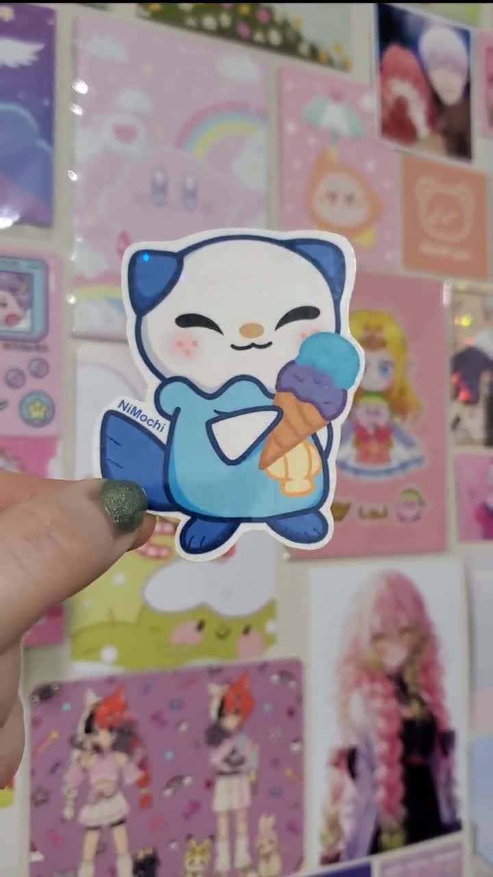 Oshawatt Sticker: Holographic Stars, Ice Cream, image size:720x1280