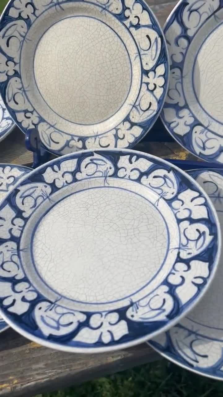 Vintage Dedham Pottery Bunny Salad Plates by the Potting Shed