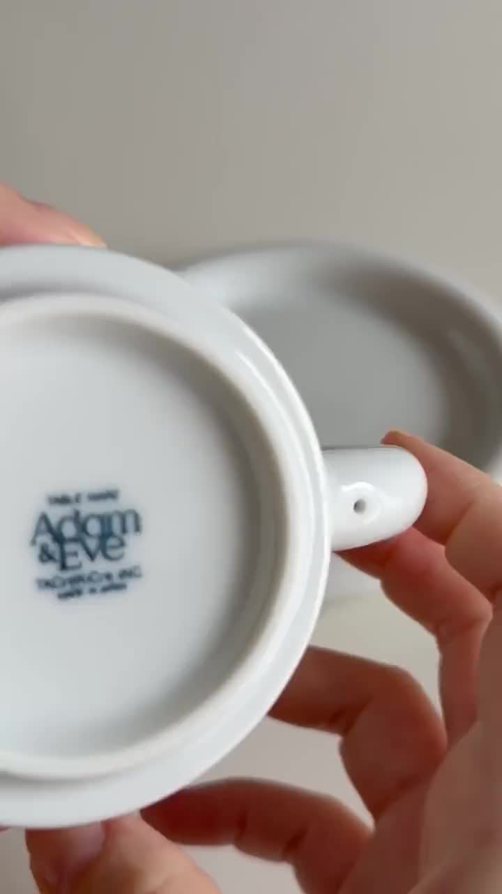 TACHIKICHI JAPAN Adam & Eve White Porcelain Flat Cup and Saucer