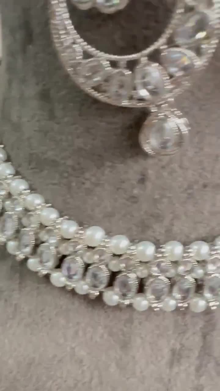 Gg Beautiful Imitation Polki Silver Jewellery Set(5) - Etsy