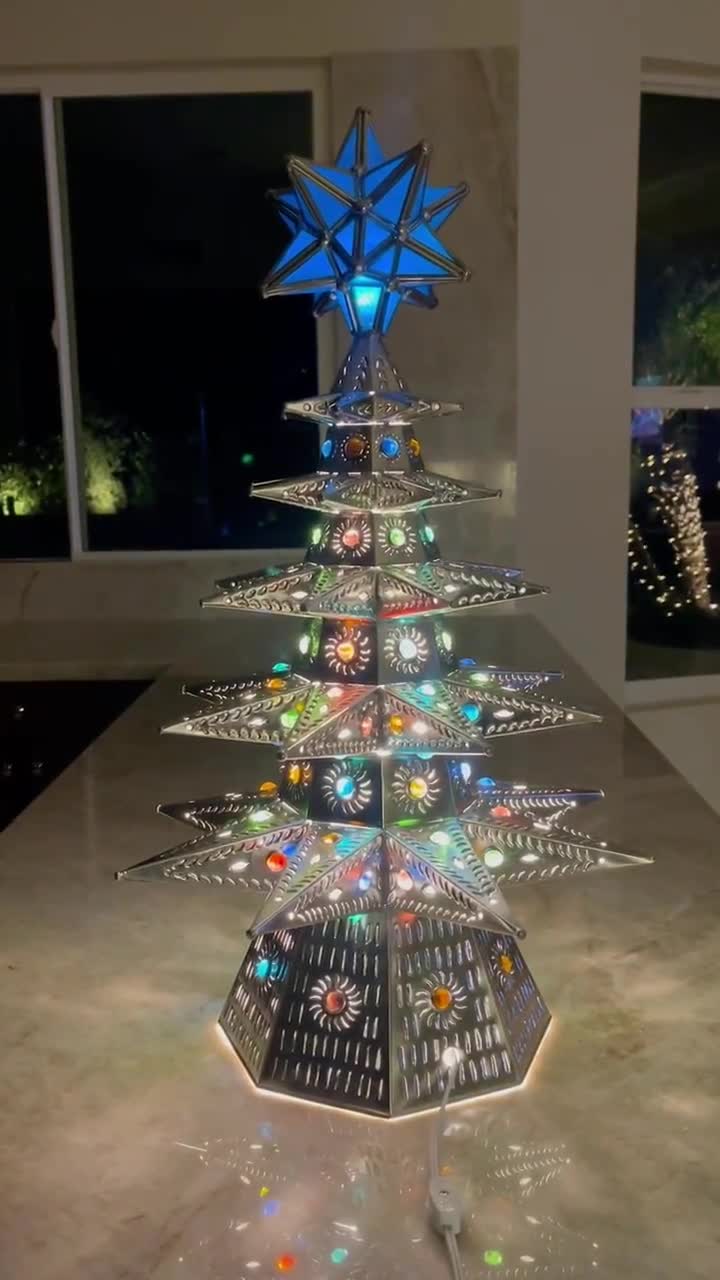 Handmade Tin Punched Christmas Tree With Marbles, Lighted 25” - Etsy