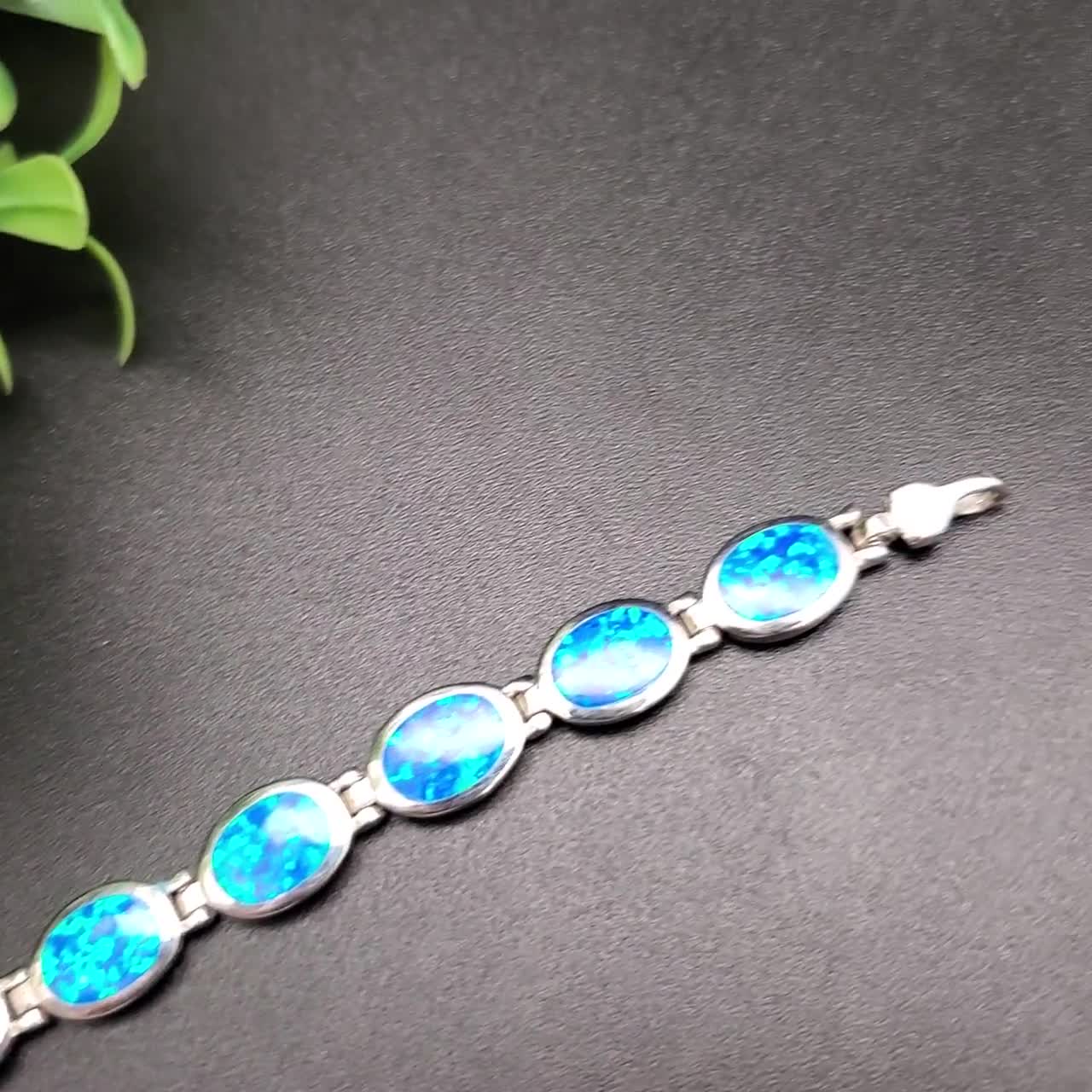 SAM #21 | ブルーオパールインレイリンクブレスレット 7 1/2 インチ