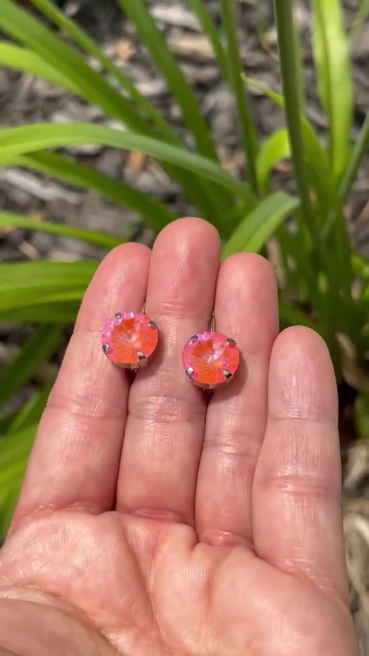 オレンジグロ • 12mm オーストリア産クリスタルレバーバックドロップ