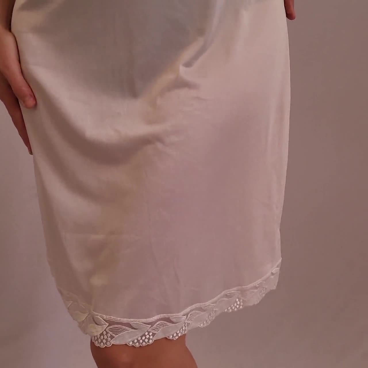 Vintage White Full Slip Dress Under Dress See Through Underdress
