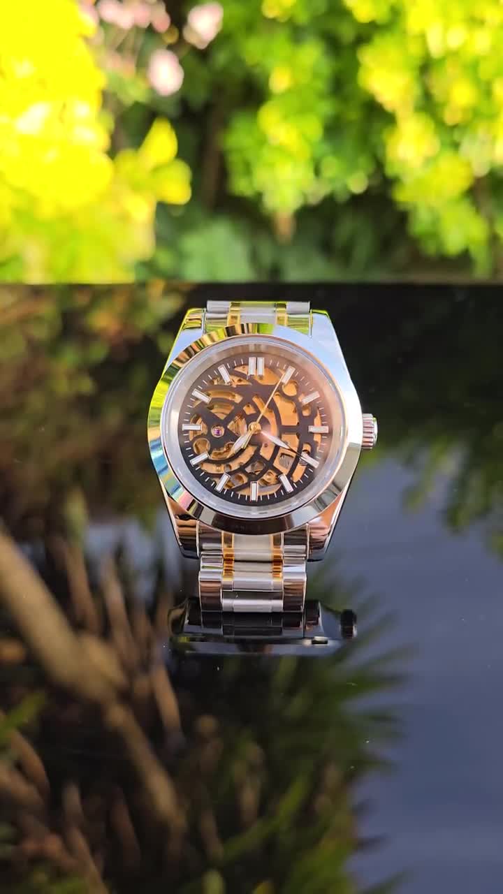 スケルトン 自動巻き腕時計 40 mm ゴールド NH72 - Etsy 日本