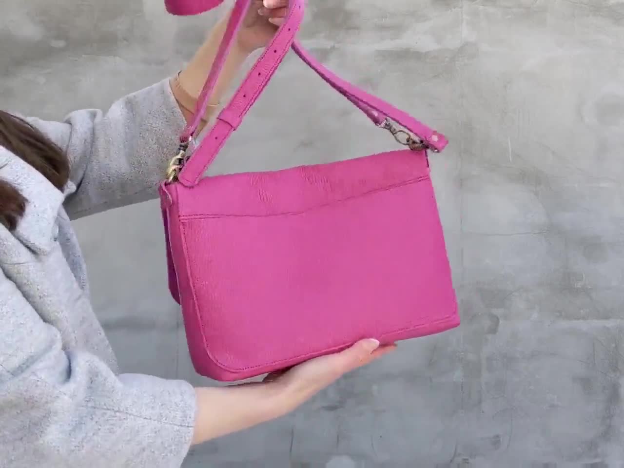 Hot pink leather handbags sale