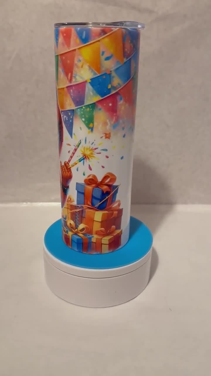 Birthday Spider-Man Stainless Steel Tumbler, 20 oz Skinny video poster