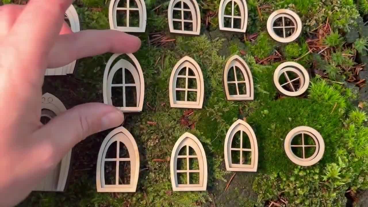 25-Piece Unfinished Fairy Door & Window Kit - Miniature Wood Craft For Garden & Dollhouse