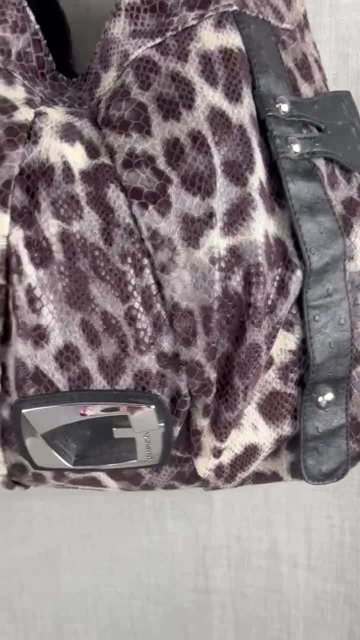 バッグ Guess Vintage Y2K Bag Black Leopard Guess Vintage Y2K, Black And Gray Leopard Print Crossbody Shoulder