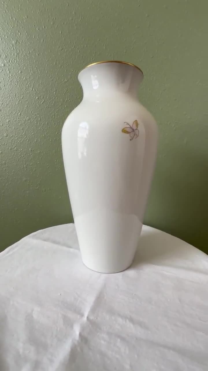 Vintage Vase - Shibata Japan Gold Leaf-rimmed Floral Vase (VC14