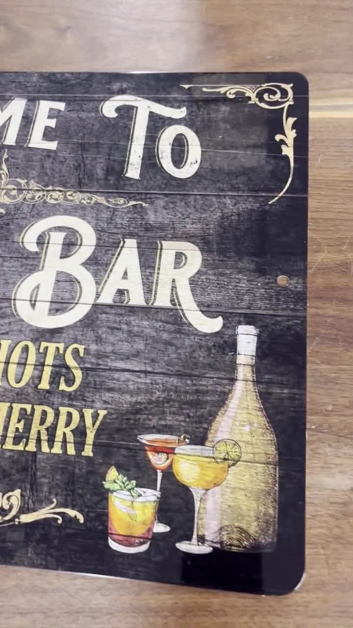 Bar Sign Vintage Black Wood Design - Personalized Metal Sign Bar Sign Vintage Black Wood Design - Personalized Metal Sign