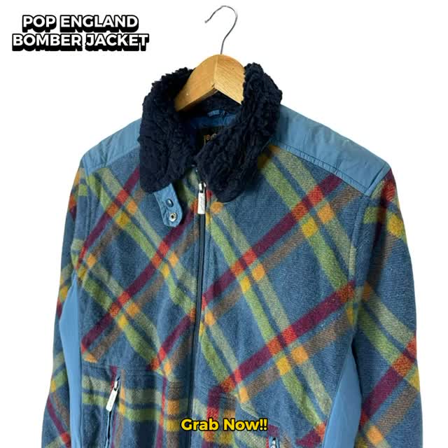 Vintage 90s Pop England Shadow Plaids Bomberjacket Multicolour