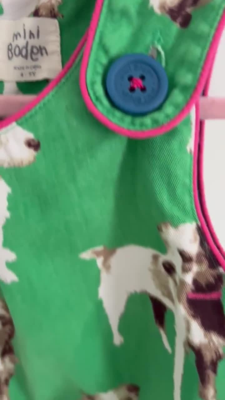 mini boden dog dress Mini Boden Girls Size 7-8 Green Appliqu Dog Dress Fairy Wings NWT Summer