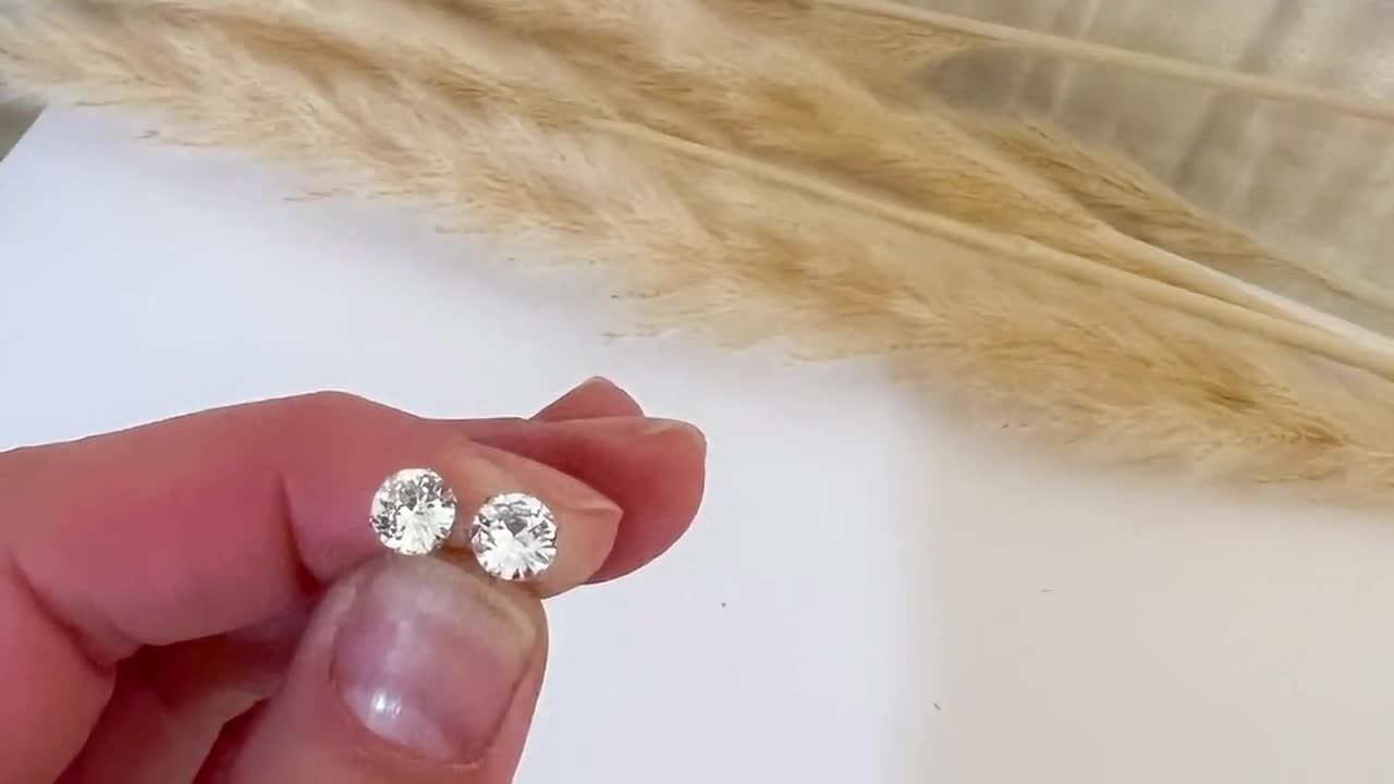 Men's 14K Gold Filled Round Diamond CZ 6mm Stud Earrings