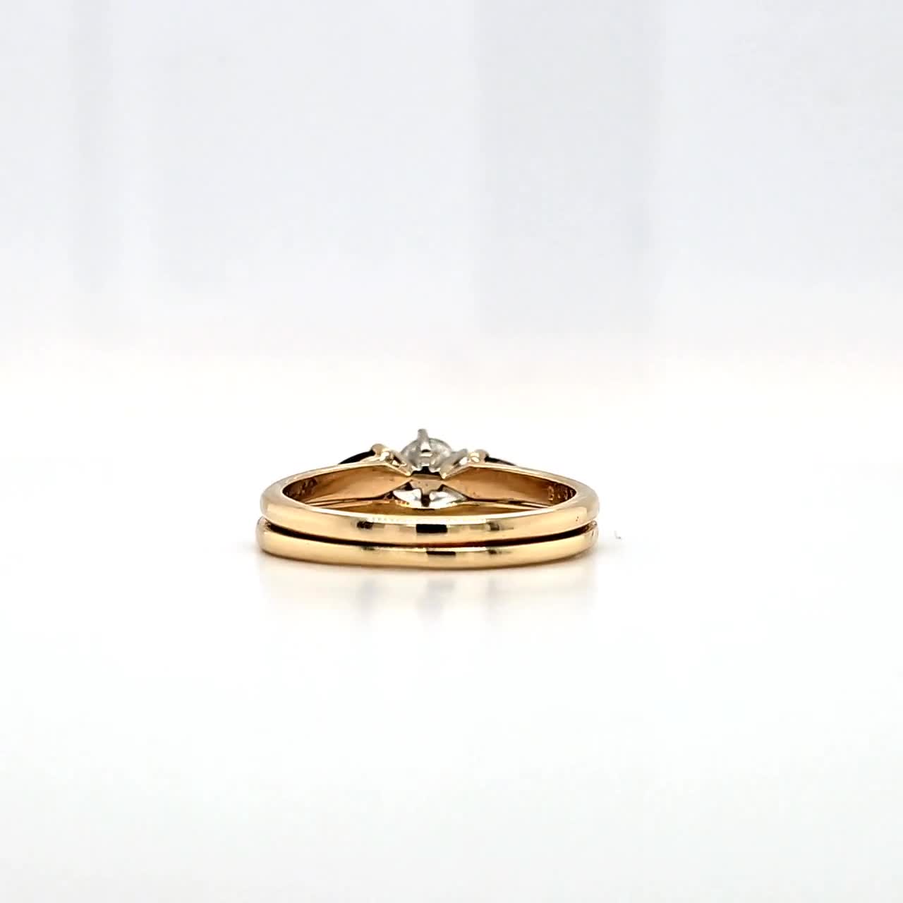 ヴィンテージ 14K イエローゴールド ダイヤモンド＆ペアーサファイア