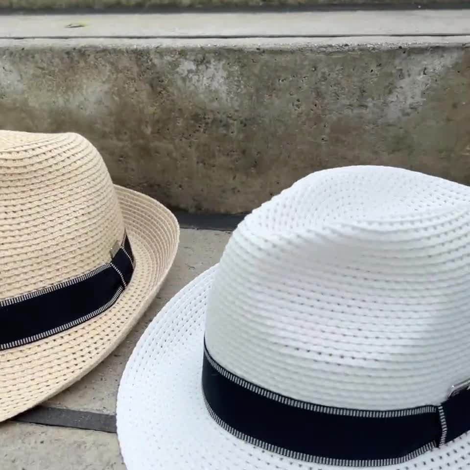 Panama Hat Style With Curve Brim, Gray Hatband, Hats for Men, Hats