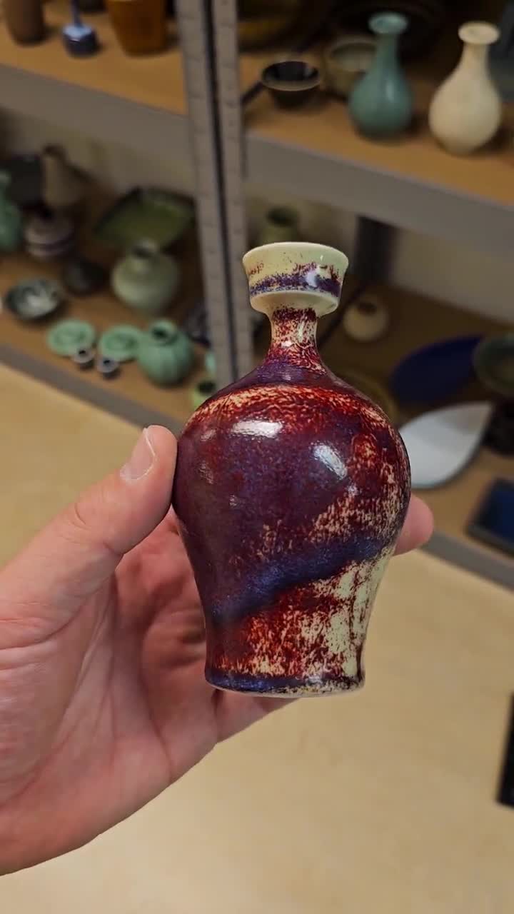 スヴェン・ヴァイスフェルト　ブルー　花瓶　グスタフスベリ スタジオ　ユニーク 希少なスヴェン ワイスフェルト グスタフスベリ炻器花瓶: オックス