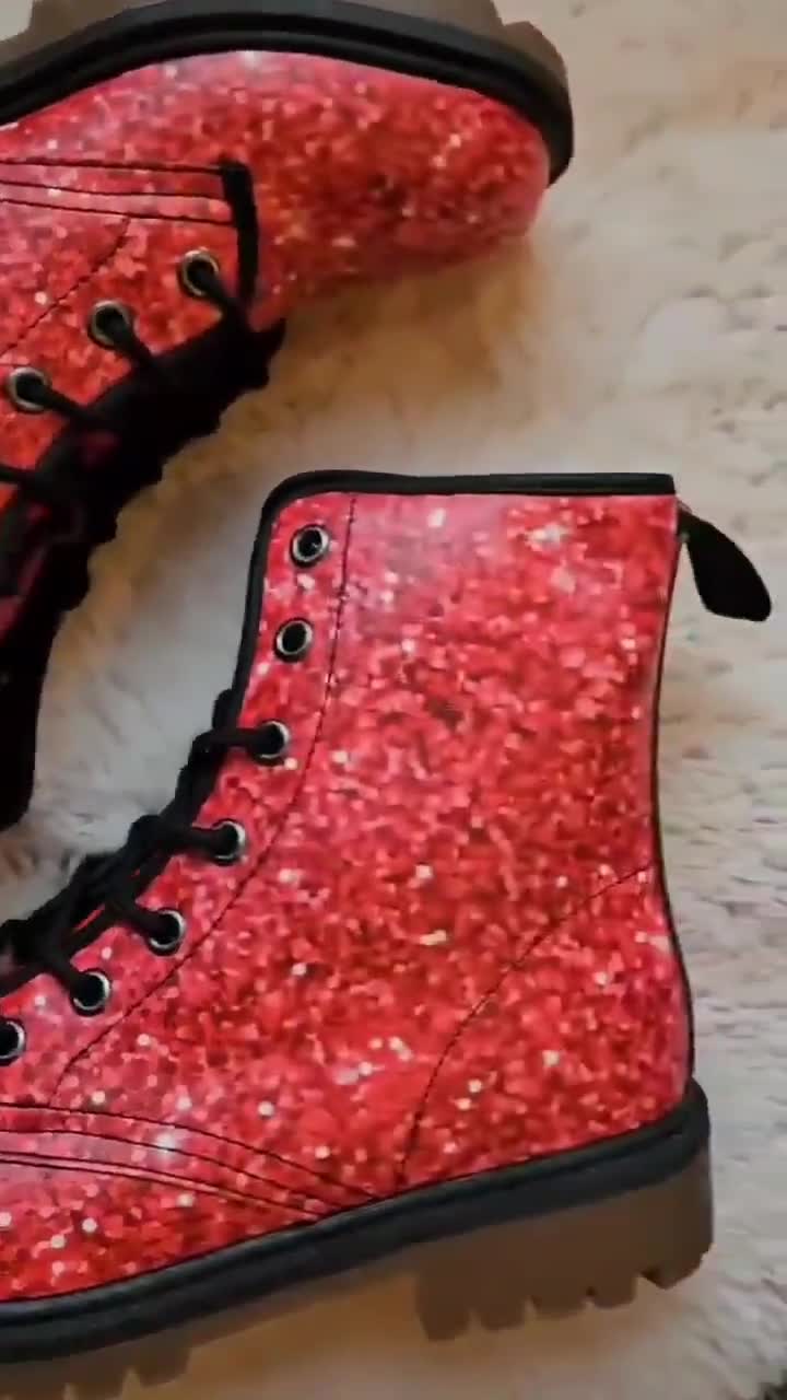 red sparkly doc martens