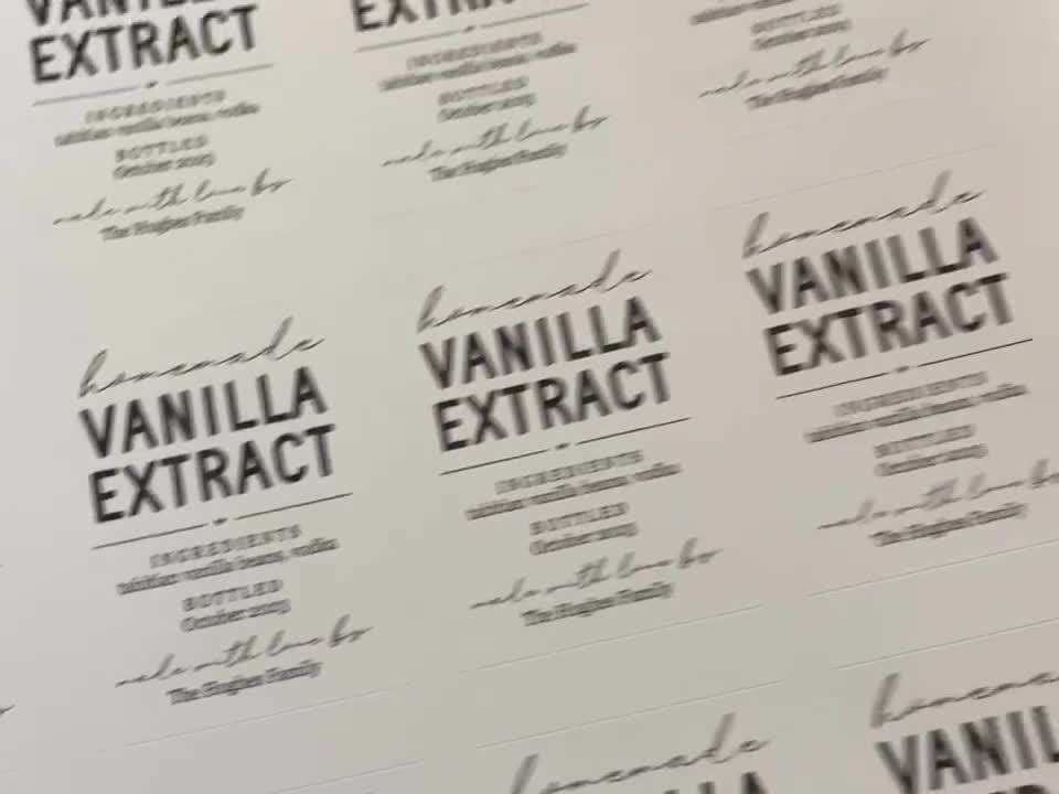 Homemade Vanilla Extract Labels With Instructions Set of 18 Front and Back  36 in All Personalized Gift Stickers Water & Oil Resistant 